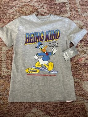 Disney Grey Short Sleeve Tee with Donald Duck "Being Kind Is Cool" Graphic